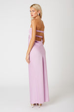 Chelsea Satin Strapless Open Cowl Back Maxi Dress