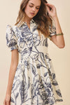 Cameron Floral Collard Printed Patch Pocket Mini Dress