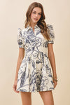 Cameron Floral Collard Printed Patch Pocket Mini Dress