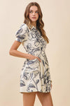 Cameron Floral Collard Printed Patch Pocket Mini Dress