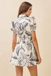 Cameron Floral Collard Printed Patch Pocket Mini Dress