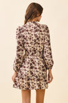 Natalie Belted Floral Print High Neck Shift Mini Dress