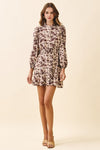 Natalie Belted Floral Print High Neck Shift Mini Dress