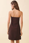 Emma Tailored Strapless Gold Button Detail Fold Over Mini Dress