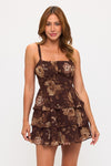 Krissy Floral Ruffle Cami Tie Back Mini Dress