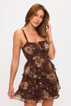 Krissy Floral Ruffle Cami Tie Back Mini Dress