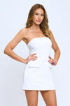 Stephanie Strapless A-Line Scuba Mini Dress - White