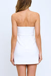 Stephanie Strapless A-Line Scuba Mini Dress - White