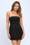 Stephanie Strapless A-Line Scuba Mini Dress - Black