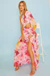 Vienna Floral Print One Shoulder Cutout Maxi Dress