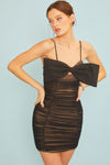 Rebecca Bow Front Bodycon Cami Mini Dress - Black