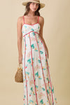 Magnolia Summer Print Contrast Piping Maxi Dress