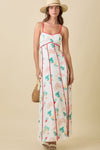 Magnolia Summer Print Contrast Piping Maxi Dress