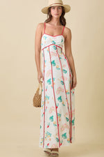 Magnolia Summer Print Contrast Piping Maxi Dress