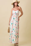 Magnolia Summer Print Contrast Piping Maxi Dress