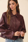 Wendy Faux Leather Gathered Back Jacket