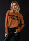 "Whiskey Weather" Long Sleeve Knit Sweater Top - Brown