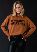 "Whiskey Weather" Long Sleeve Knit Sweater Top - Brown