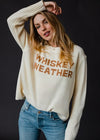 "Whiskey Weather" Long Sleeve Knit Sweater - Ivory