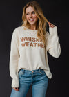 "Whiskey Weather" Long Sleeve Knit Sweater - Ivory