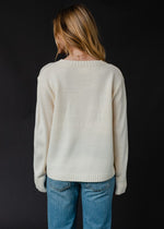 "Whiskey Weather" Long Sleeve Knit Sweater Top - Ivory