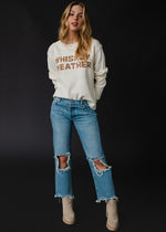 "Whiskey Weather" Long Sleeve Knit Sweater Top - Ivory