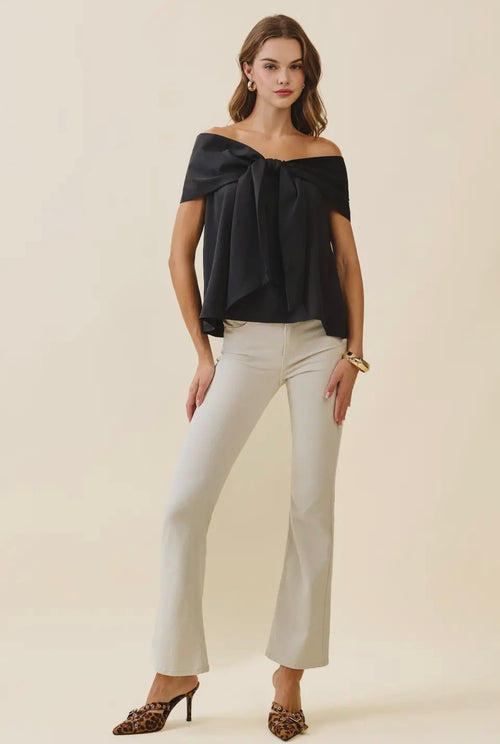 Gisela Bow Accent Off The Shoulder Top