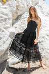 Liane Strapless Eyelet Tiered Maxi Dress - Black