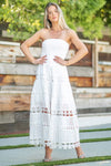 Liane Strapless Eyelet Tiered Maxi Dress - White