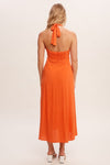 Dua Halter Cut Out Midi Dress - Orange
