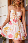 Neriah Shell Print Cut Out Mini Dress - Coral/Cream