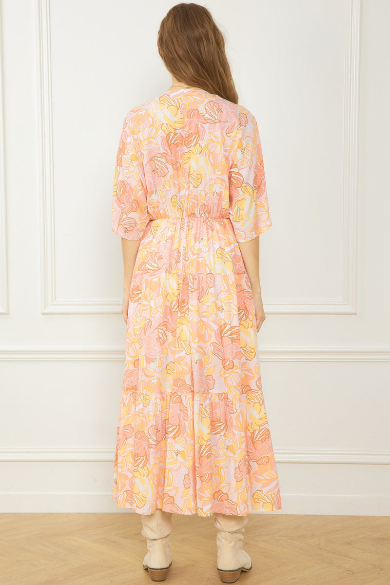 Sandy Floral Kimono Midi Dress