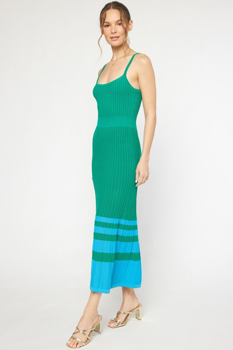 Dori Knit Ribbed Stripe Midi Dress - Olive Ivory – Girls Will Be Girls