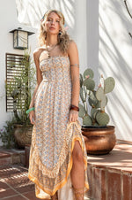 Adara Strapless Ruffle Detail Maxi Dress