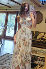 Desdi Floral High Low Cutout Maxi Dress