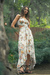 Desdi Floral High Low Cutout Maxi Dress