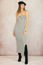 Fabrencia Stripe Strapless Knit Maxi Dress