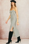 Fabrencia Stripe Strapless Knit Maxi Dress