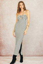 Fabrencia Stripe Strapless Knit Maxi Dress