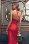 Kelley Three Rose Detail Cut Out Midi Dress - Red