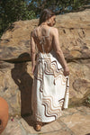 Ivy Printed Backless Maxi Dress - Natural/Brown