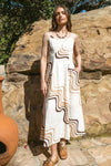 Ivy Printed Backless Maxi Dress - Natural/Brown