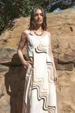 Ivy Printed Backless Maxi Dress - Natural/Brown