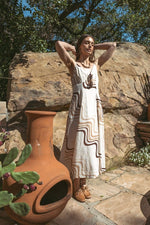 Ivy Printed Backless Maxi Dress - Natural/Brown