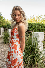 Ivy Printed Backless Maxi Dress - Sky Red