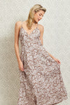 Ivy Printed Backless Maxi Dress - Taupe Floral