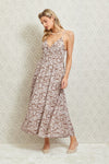 Ivy Printed Backless Maxi Dress - Taupe Floral