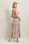 Ivy Printed Backless Maxi Dress - Taupe Floral