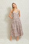 Ivy Printed Backless Maxi Dress - Taupe Floral
