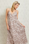 Ivy Printed Backless Maxi Dress - Taupe Floral